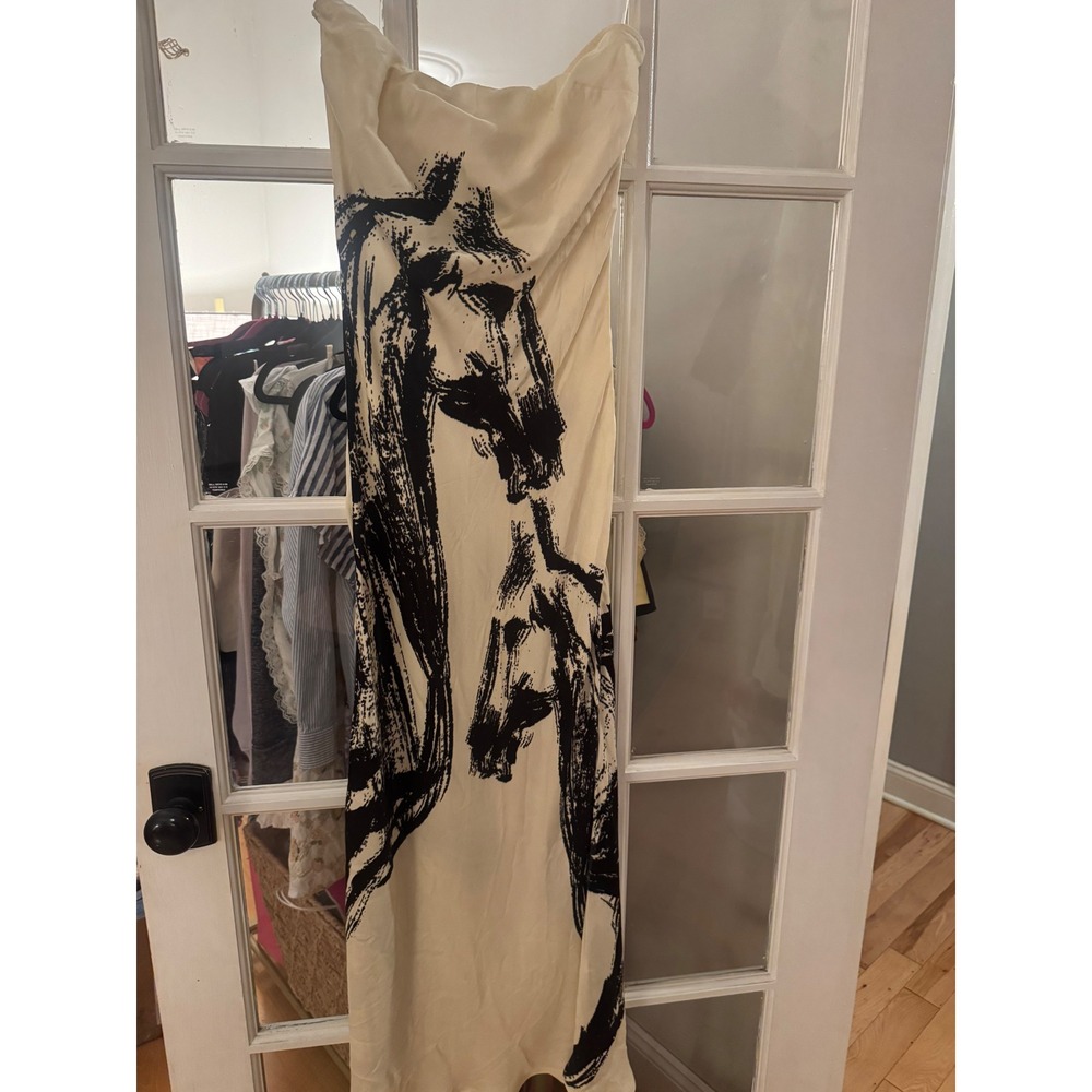 Conditions Apply Anthropologie Horse Graphic Print Midi Dress Cream Black Small - Picture 2 of 4